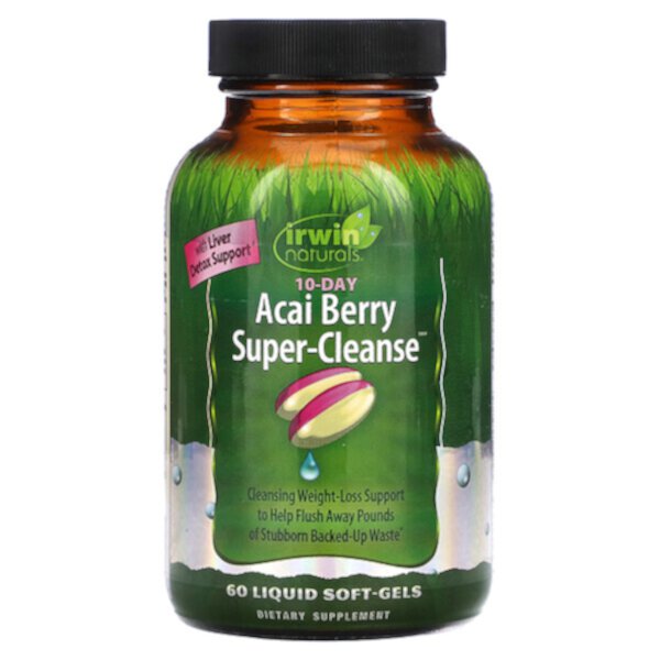 Acai Berry Super-Cleanse, 60 мягких желатиновых капсул с жидкостью Irwin Naturals