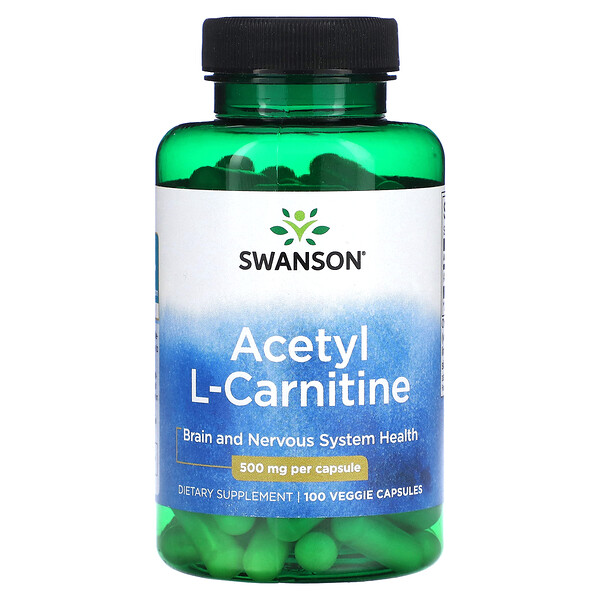 Ацетил L-Карнитин - 500 мг - 100 растительных капсул - Swanson Swanson
