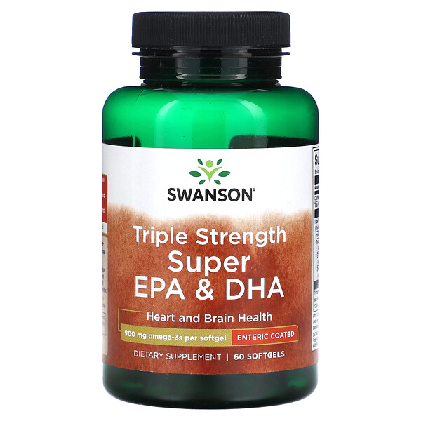 Тройная сила Super EPA & DHA - 900 мг - 60 мягких капсул - Swanson Swanson
