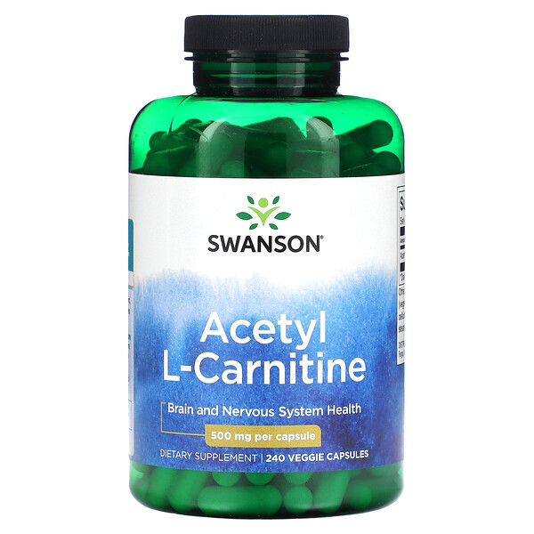 Ацетил L-Карнитин - 500 мг - 240 растительных капсул - Swanson Swanson
