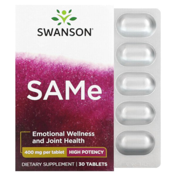 SAMe, Высокая потенция - 400 мг - 30 таблеток - Swanson Swanson