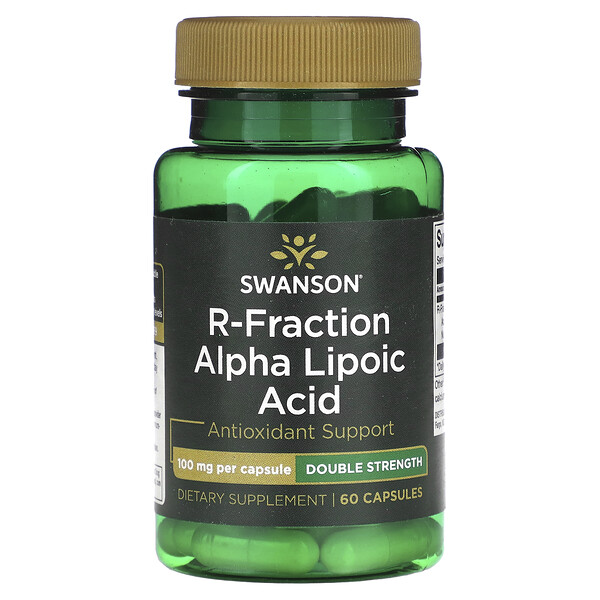 Альфа-липоевая кислота R-Fraction, двойная сила, 100 мг, 60 капсул Swanson