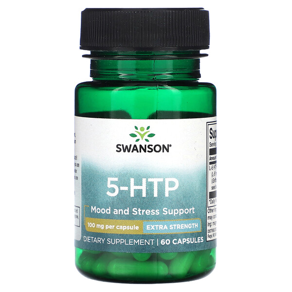 5-HTP, Экстра Сила, 100 мг, 60 капсул - Swanson Swanson