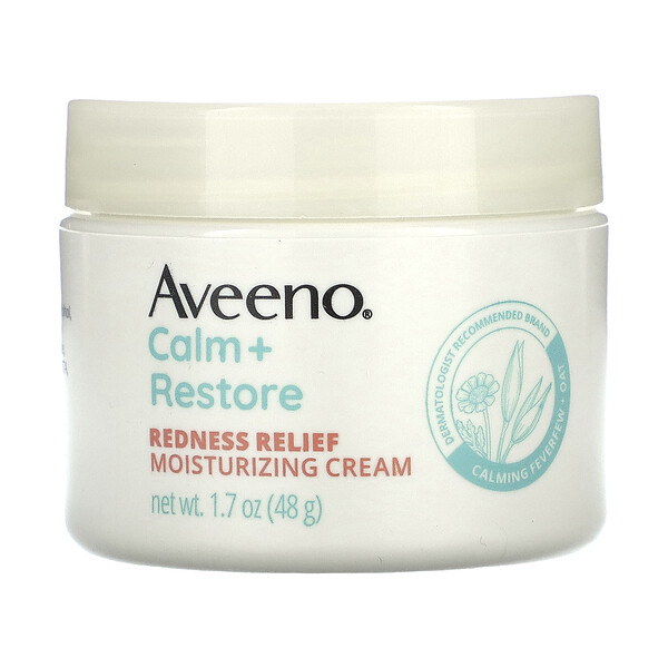 Calm + Restore, Увлажняющий крем для снятия покраснений, чувствительная кожа, без отдушек, 1,7 унции (48 г) Aveeno