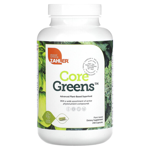Core Greens, Суперпродукт растительного происхождения, 240 капсул Zahler