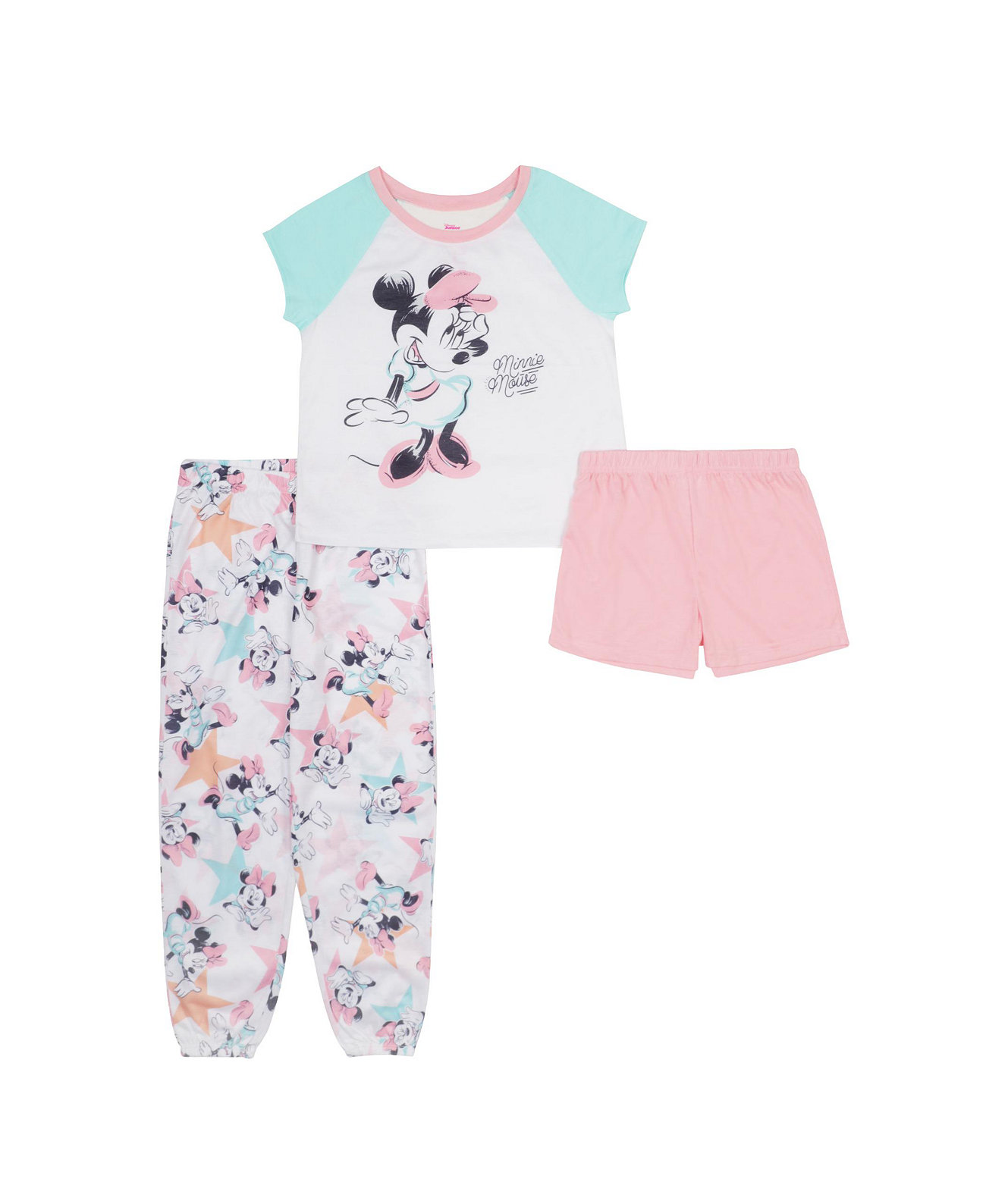 Пижамы с короткими рукавами для маленьких девочек, комплект из 3 предметов Minnie Mouse