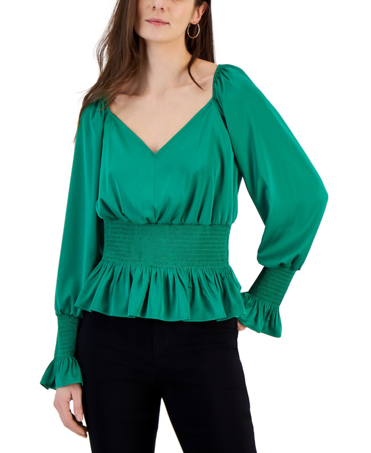 Присборенная блуза с V-образным вырезом и принтом, созданная для Macy's I.N.C. International Concepts