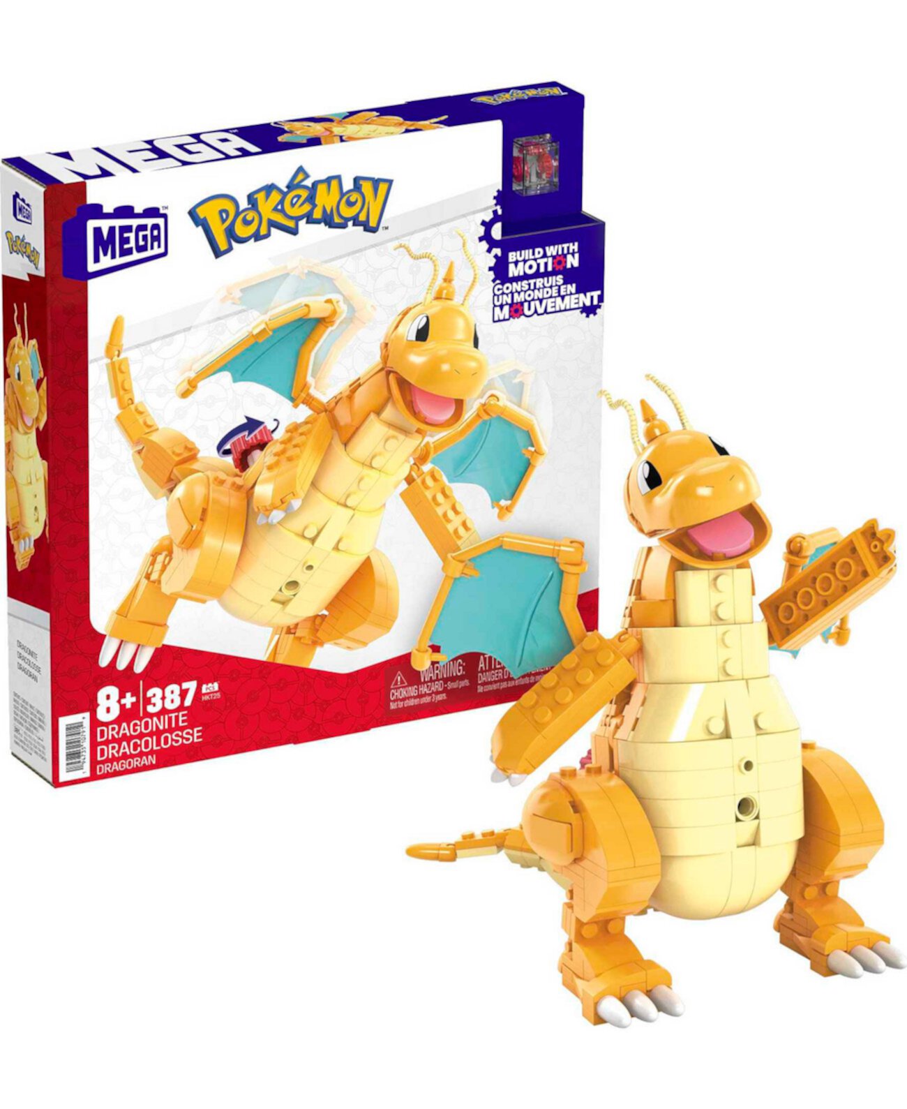 Крупномасштабная фигурка Pokemon Dragonite с набором для сборки движения Mega Construx