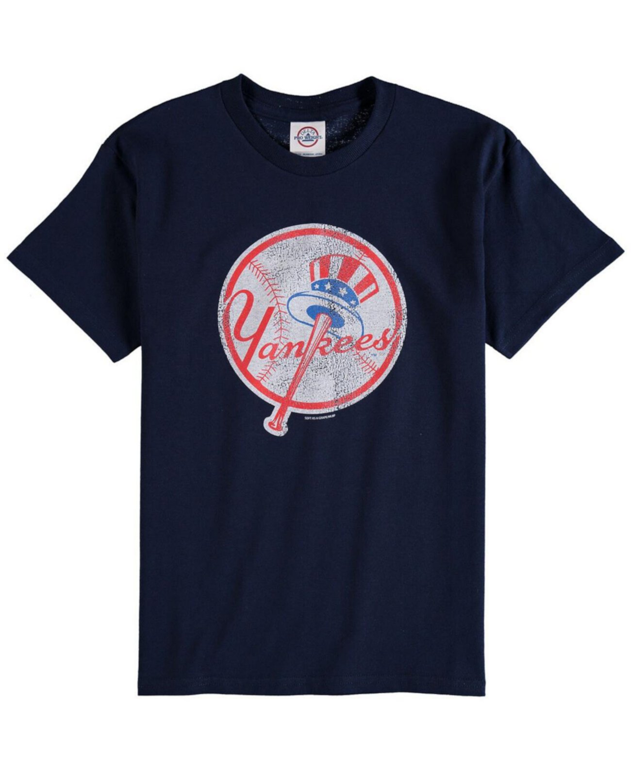 Футболка Soft As A Grape Для Мальчиков New York Yankees с Потертым Логотипом - Темно-синий Soft As A Grape