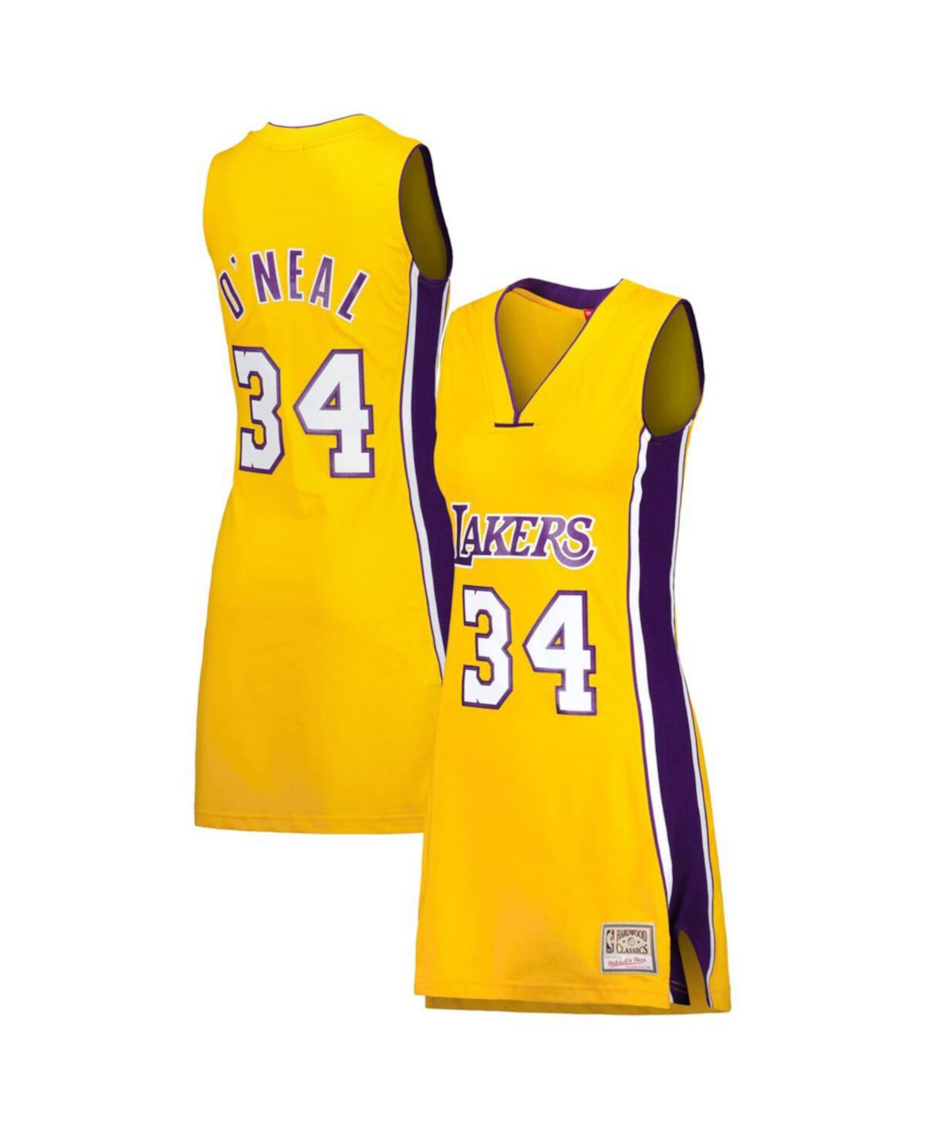 Женское трикотажное платье Shaquille O'Neal Gold Los Angeles Lakers 1999 из твердой древесины с именем и номером игрока Mitchell & Ness