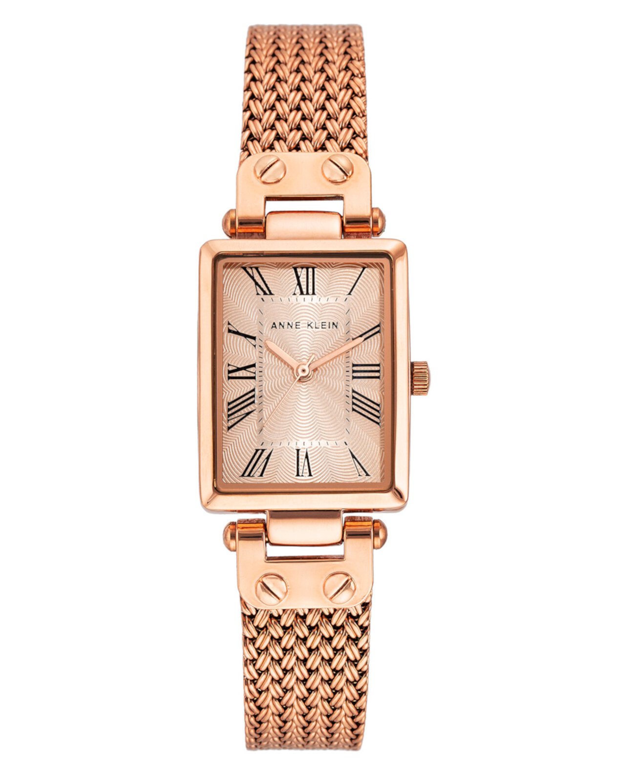 Женские трехстрелочные кварцевые часы с ремешком из нержавеющей стали с оттенком розового золота, 21,5 мм Anne Klein