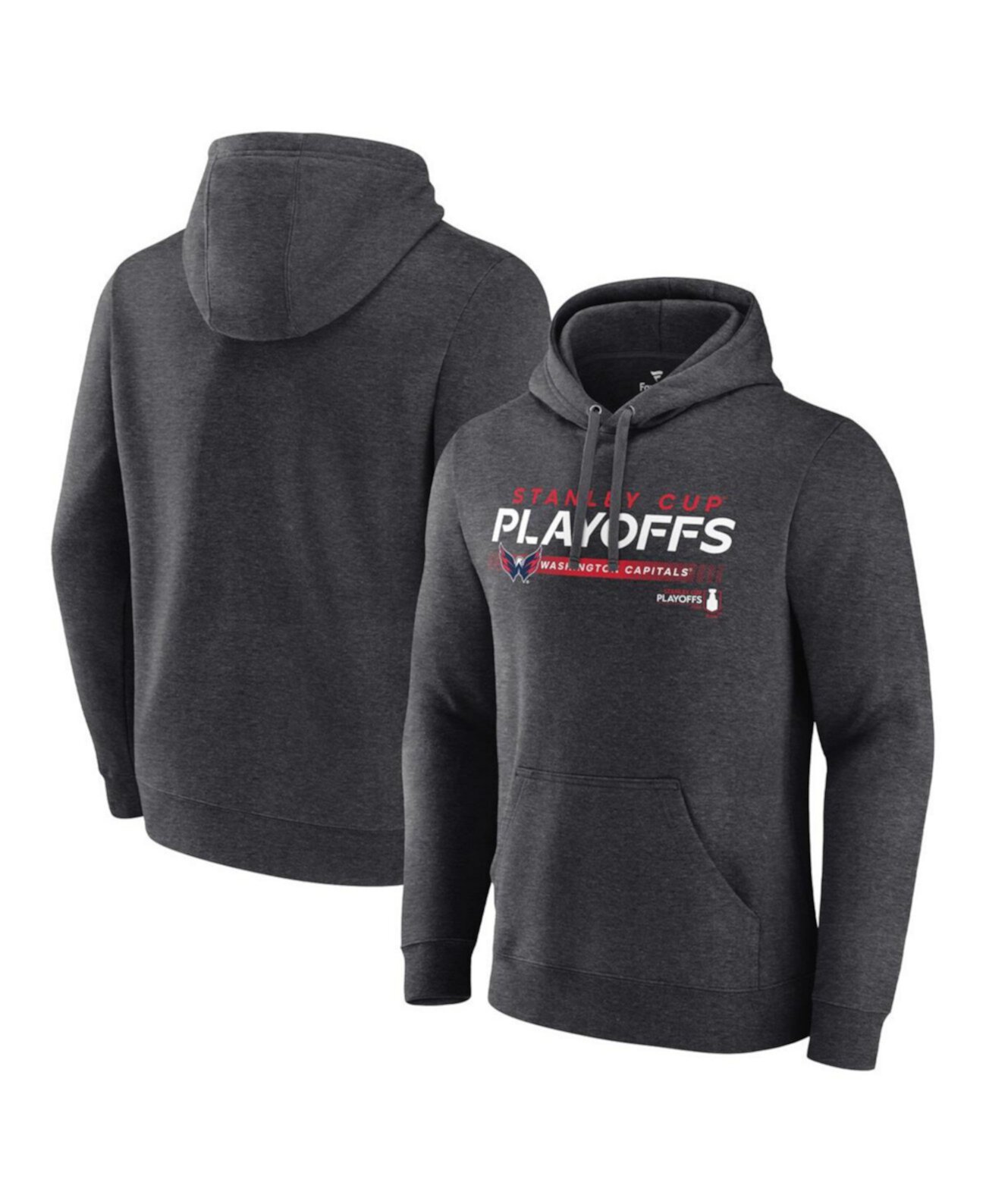 Мужской темно-серый пуловер с капюшоном «Вашингтон Кэпиталз» плей-офф Кубка Стэнли 2022 Playmaker Fanatics
