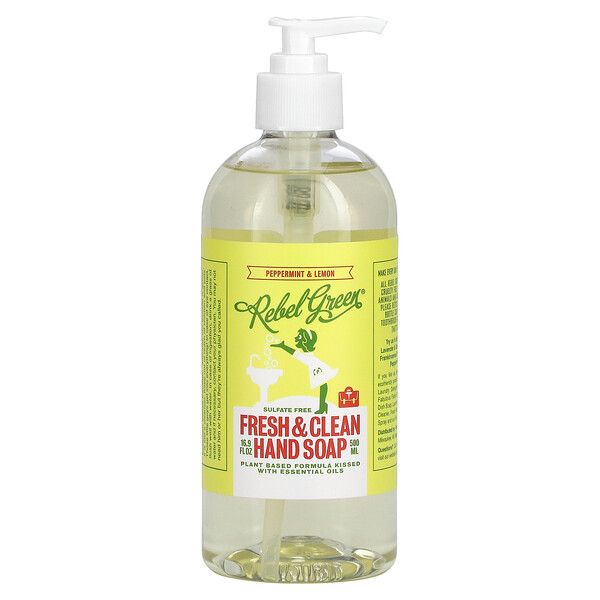 Мыло для рук Fresh & Clean, мята и лимон, 16,9 жидких унций (500 мл) Rebel Green