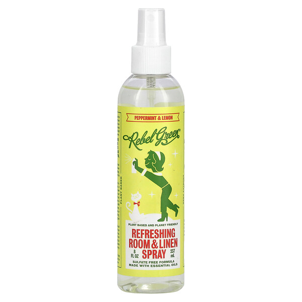 Refreshing Room & Linen Spray, Peppermint & Lemon, 8 fl oz (237 ml) Rebel Green
