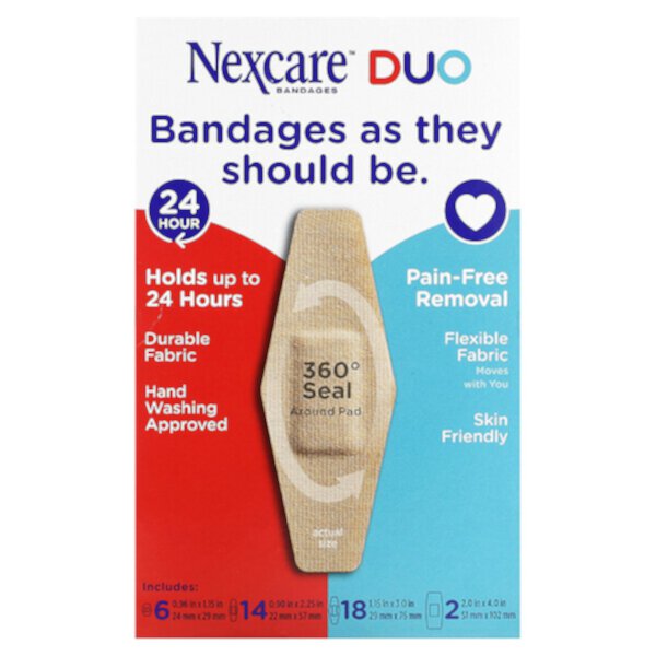 Duo Bandages, 40 Assorted Sizes Nexcare