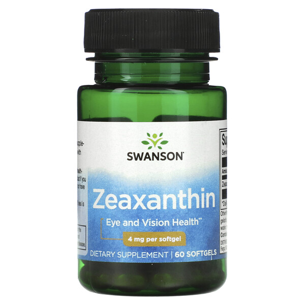 Зеаксантин, 4 мг, 60 мягких таблеток Swanson