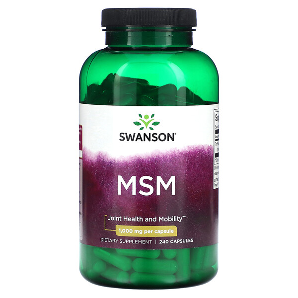 МСМ, 1000 мг, 240 капсул Swanson