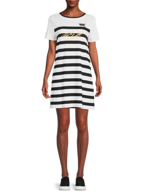 Платье-футболка в полоску с логотипом Karl Lagerfeld Paris