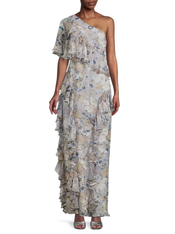 Платье с оборками и цветочным принтом Mikael Aghal