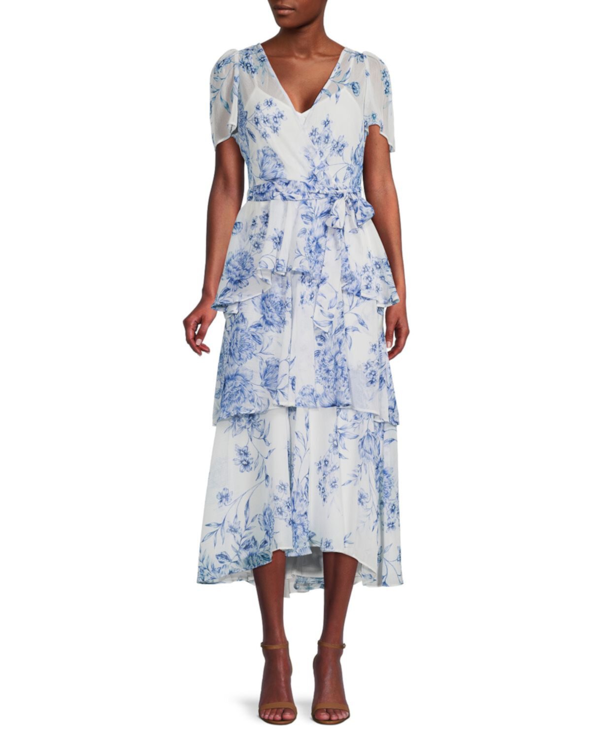 Платье миди с цветочным принтом и искусственным запахом Calvin Klein