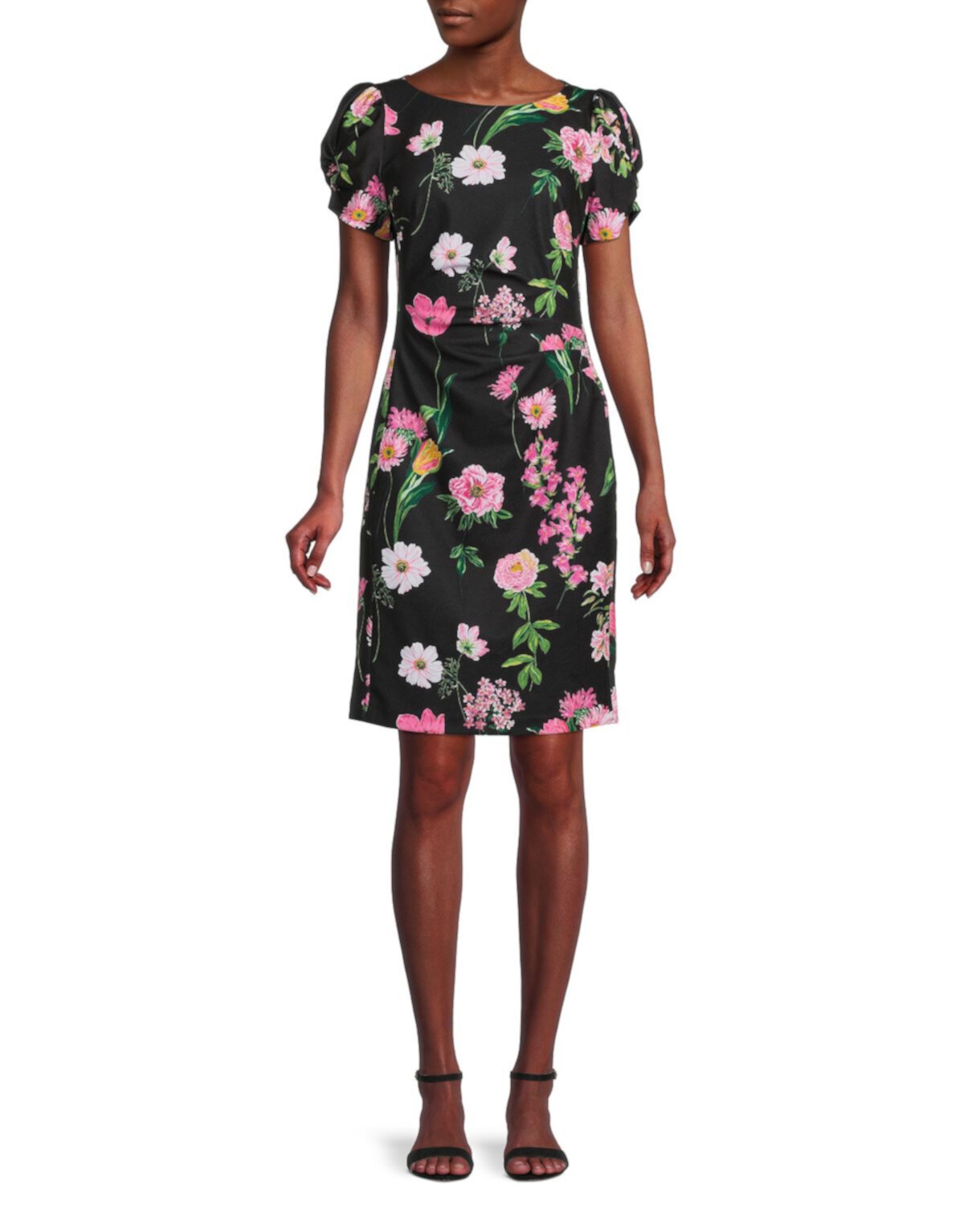Платье с пышными рукавами и цветочным принтом Karl Lagerfeld Paris
