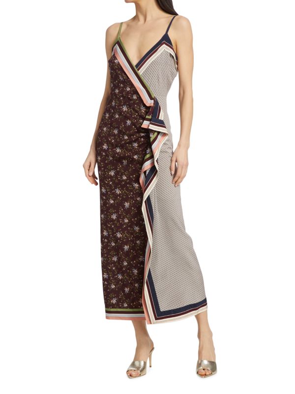 Платье миди с принтом Marga Bi из смесового шелка VERONICA BEARD