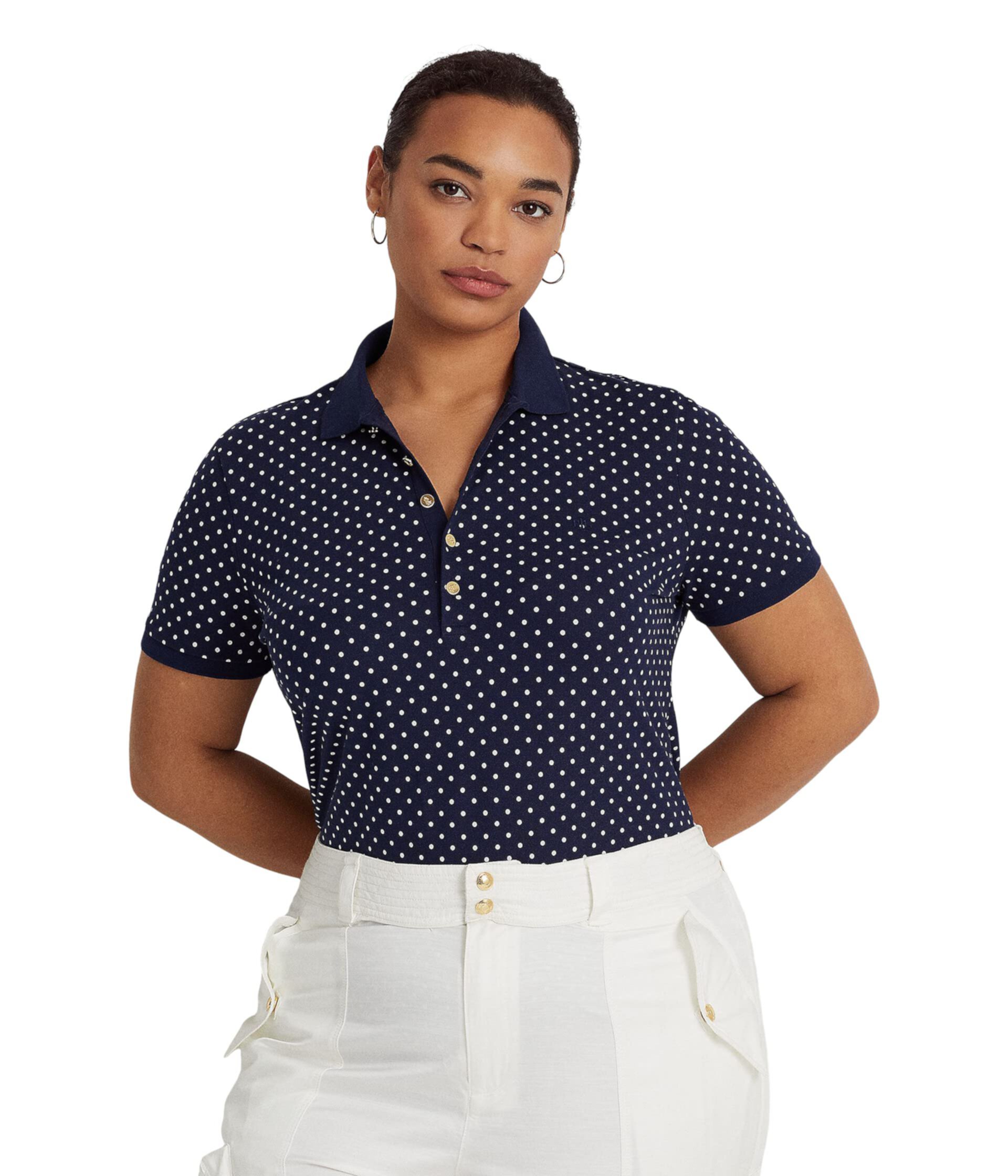 Рубашка поло из пике в горошек больших размеров Ralph Lauren