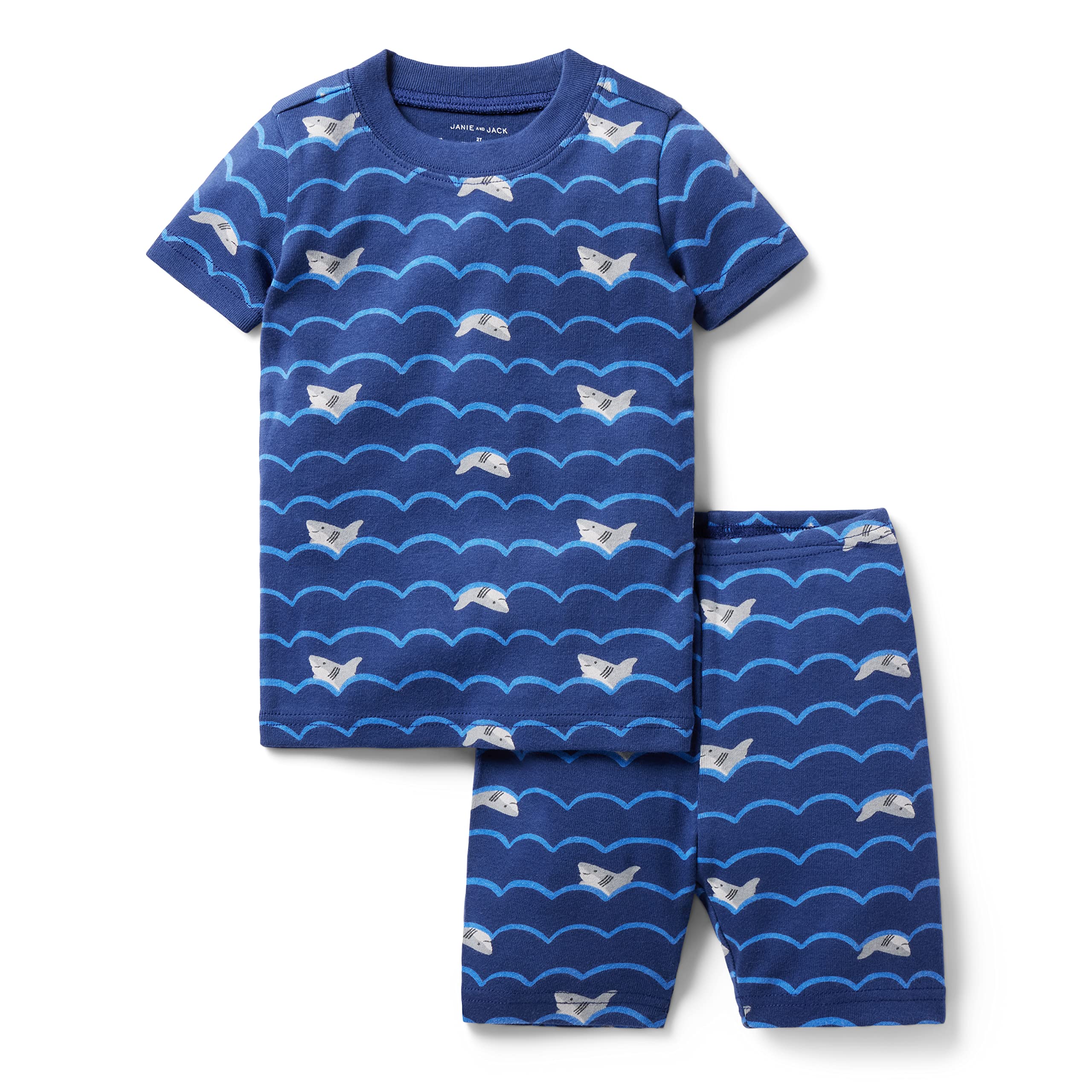 Короткая обтягивающая пижама Shark (для малышей/маленьких детей/больших детей) Janie and Jack