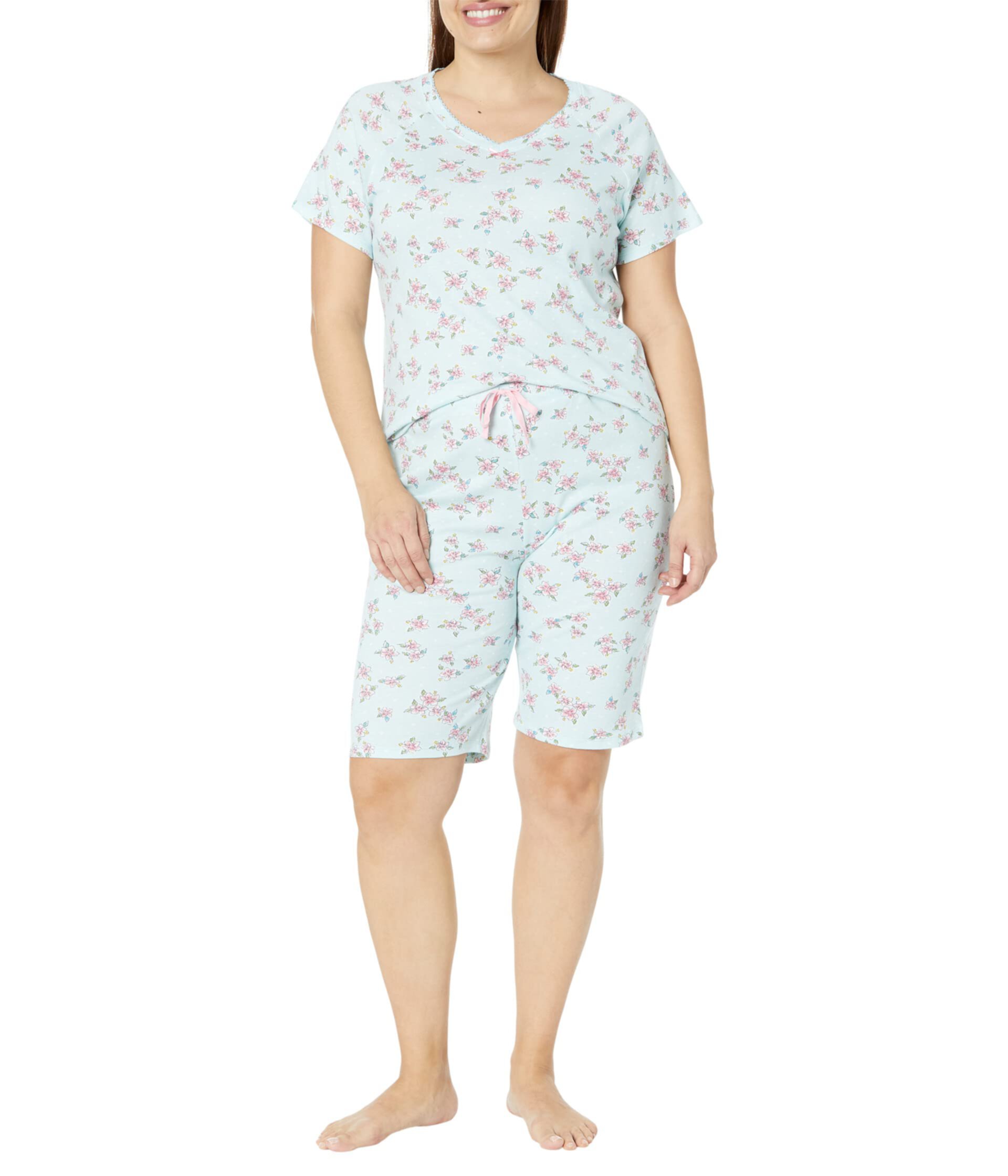 Short Sleeve V-Neck Bermuda PJ Set Karen Neuburger