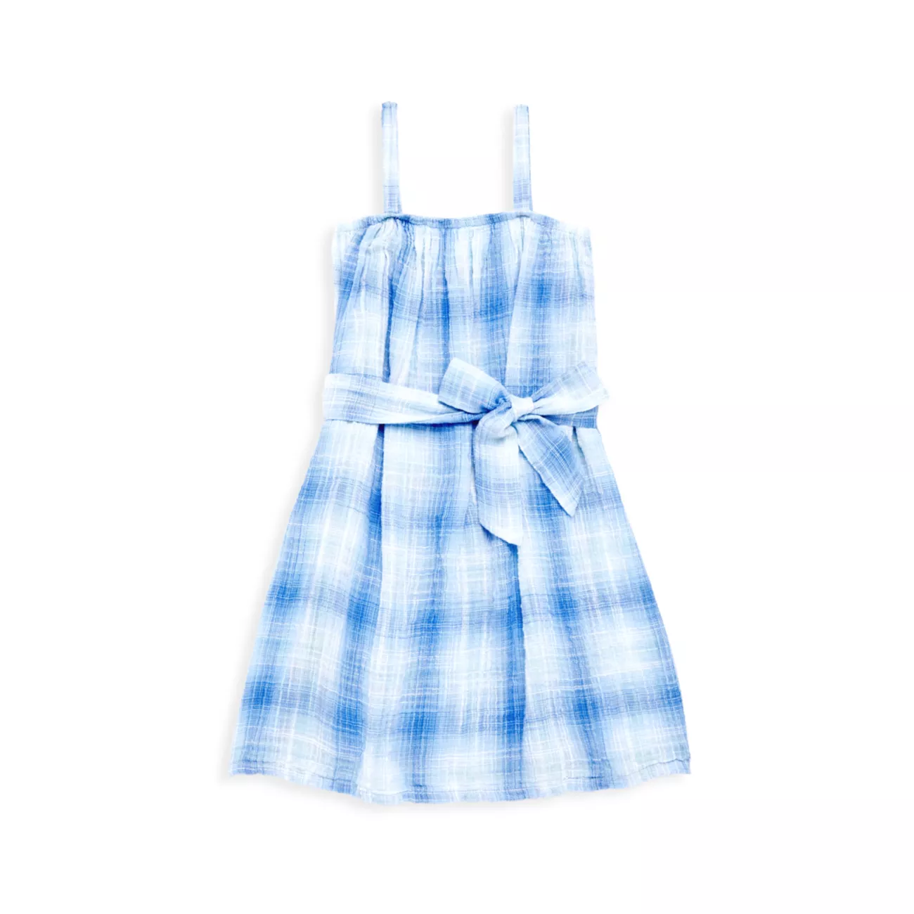 Little Girl's &amp; Girl's Heather Slub Plaid Sash Sundress Bella dahl