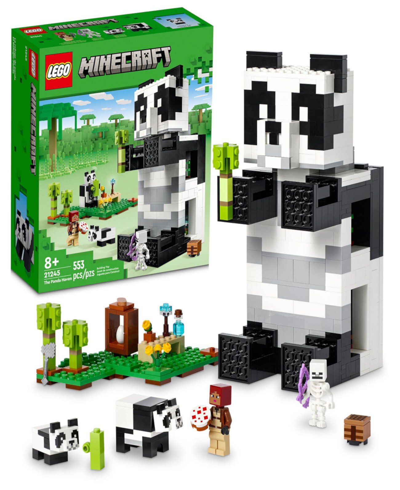 Заказать Другие игрушки и игры Minecraft The Panda Haven 21245 Набор игрушек  с исследователем джунглей, пандой, маленькой пандой и фигурками скелетов  Lego, цвет - многоцветный, по цене 6 600 рублей на маркетплейсе Usmall.ru