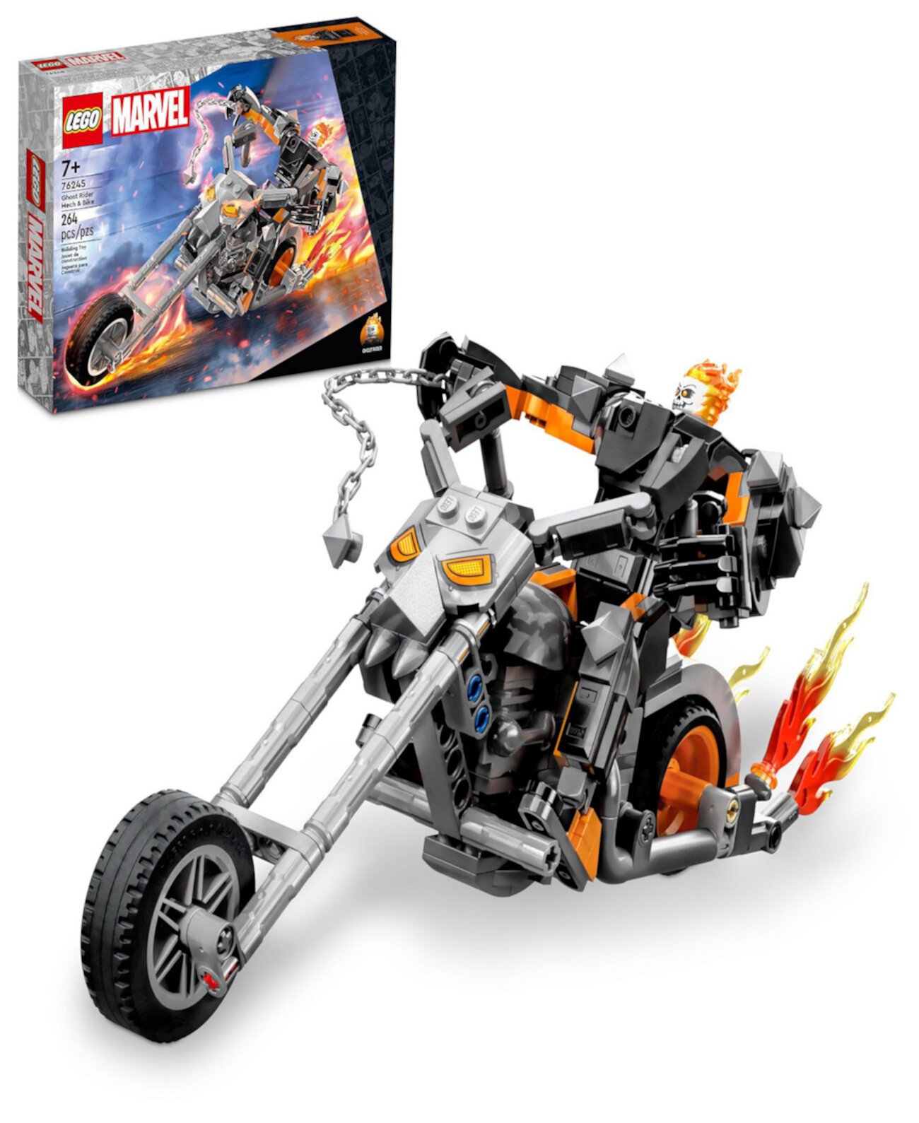 Super Heroes Marvel Ghost Rider Mech & Bike 76245 Игрушечный конструктор с минифигуркой Призрачного гонщика Lego