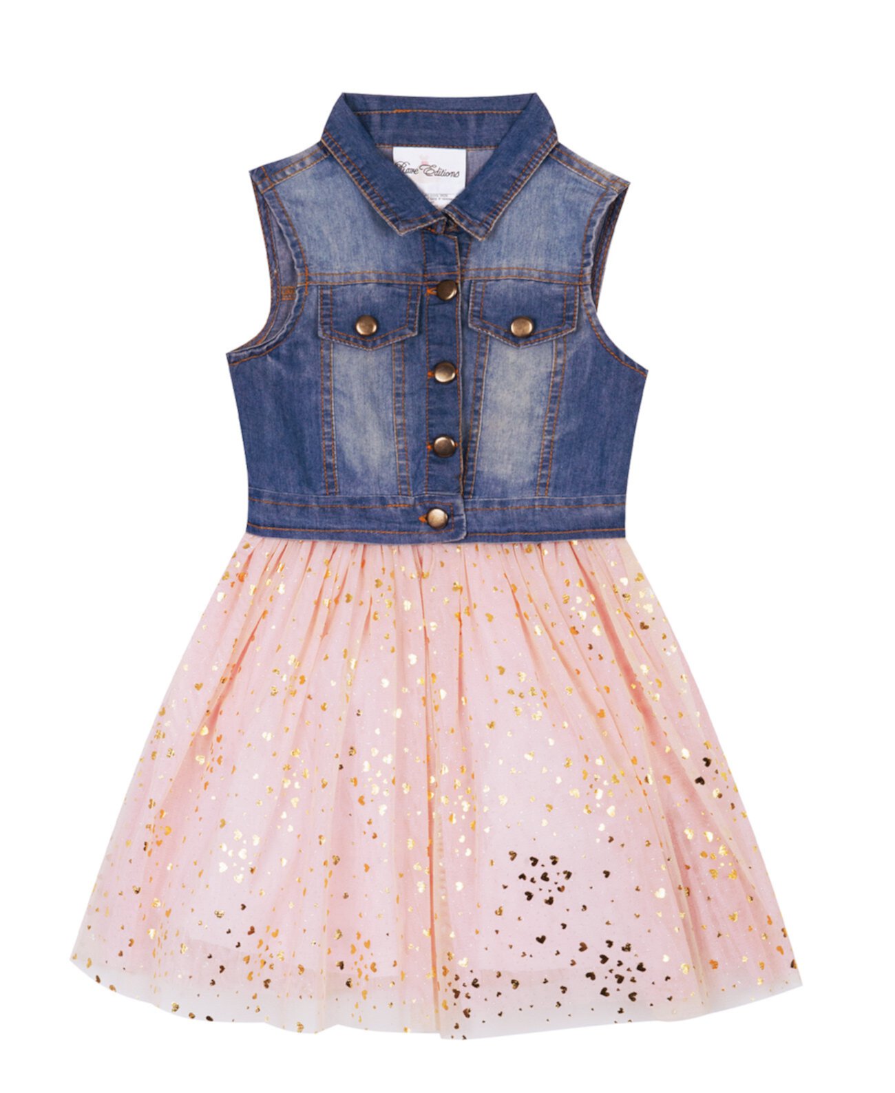 Платье-юбка из джинсовой ткани с принтом Little Girls для девочек Rare Editions