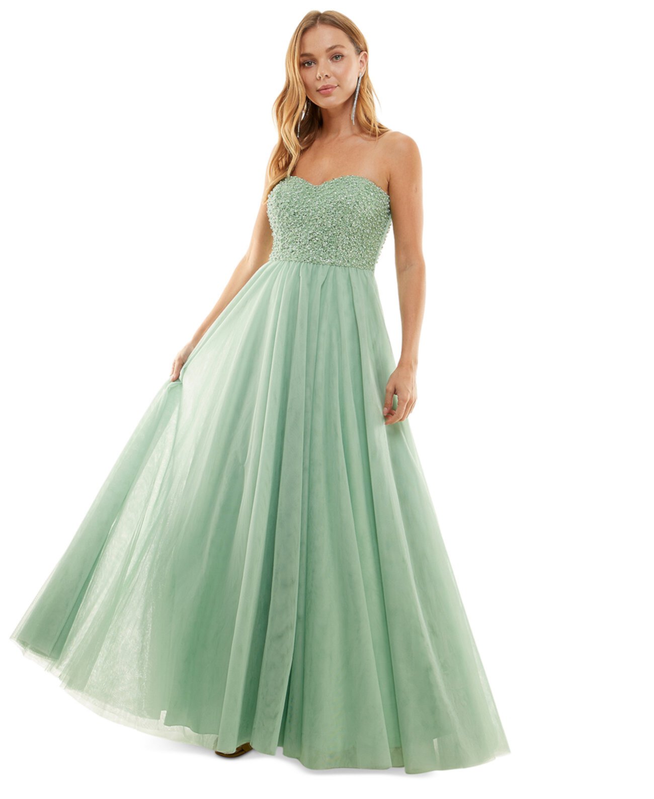 Juniors' Pearl Embellished Strapless A-Line Dress, Created for Macy's Say Yes to the Prom