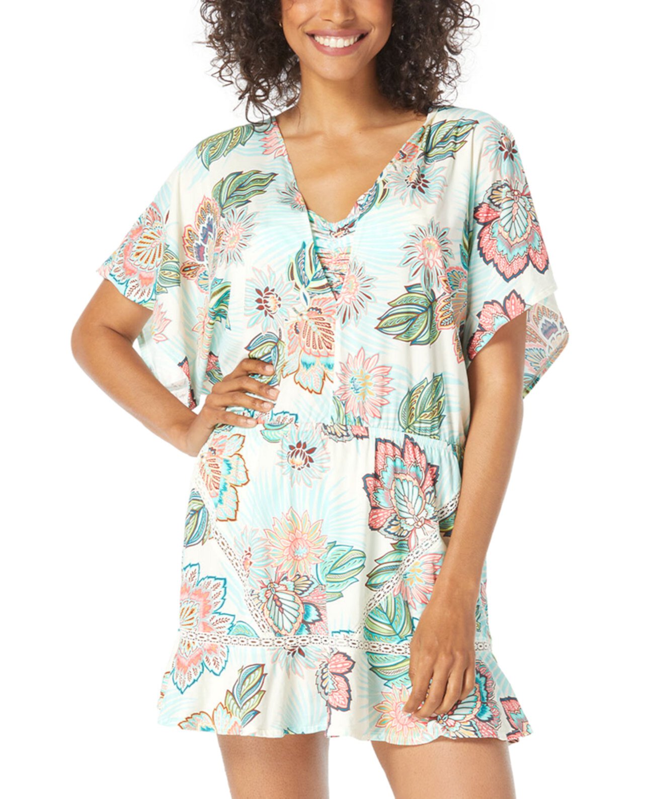Женское многоуровневое платье для плавания с кружевной отделкой и принтом Adorn Cover-Up Coco Reef