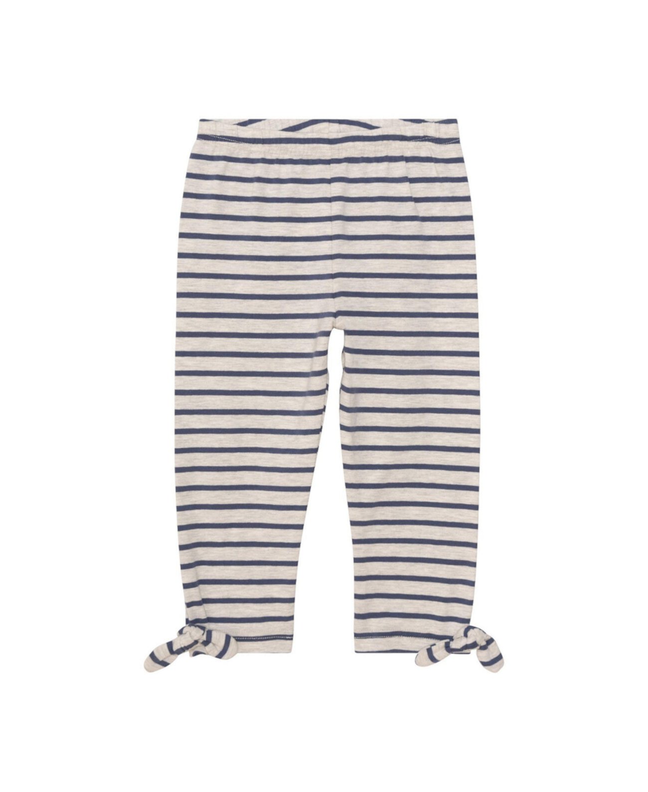 Girl Organic Cotton Striped Capri With Knot Oatmeal Mix & Navy Blue - Child Deux par Deux