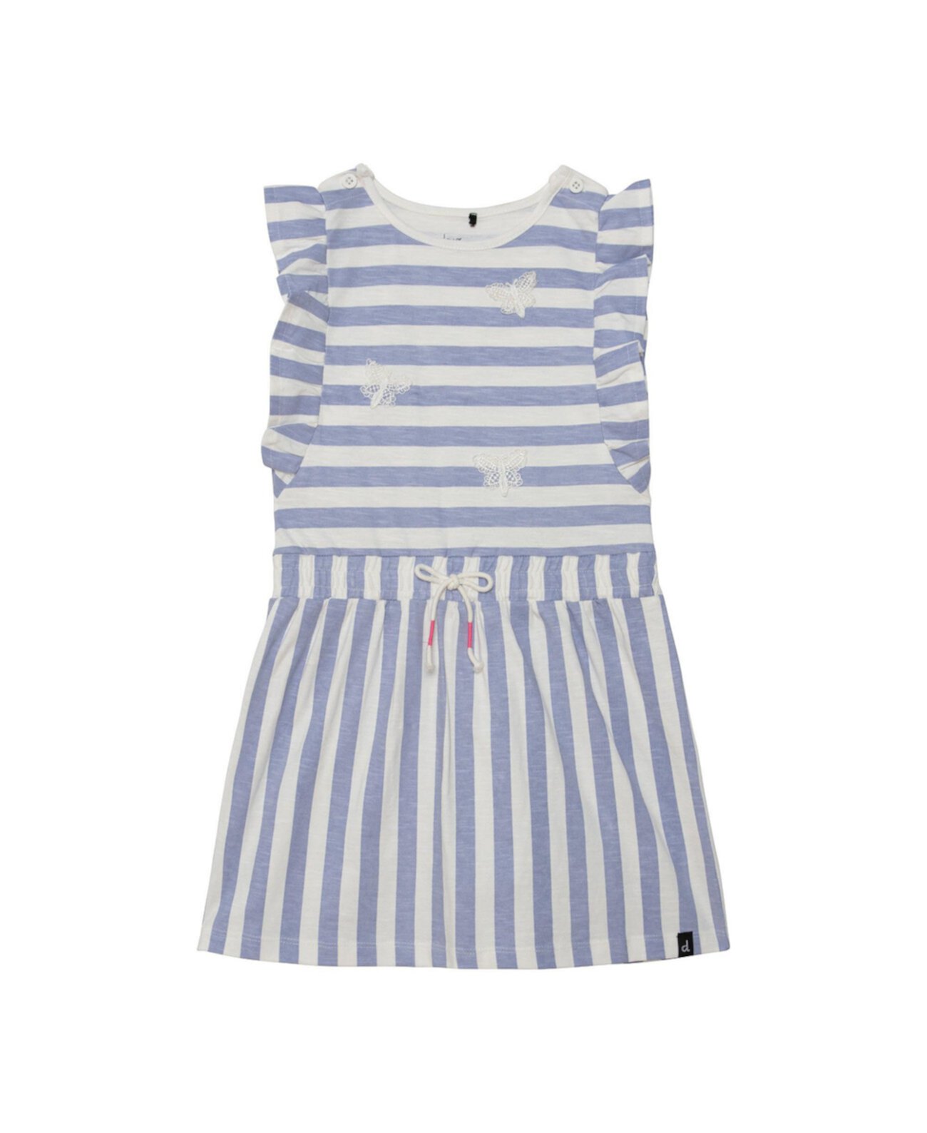 Полосатое платье с короткими рукавами для девочек, сине-белое — для малышей|Детей Deux par Deux