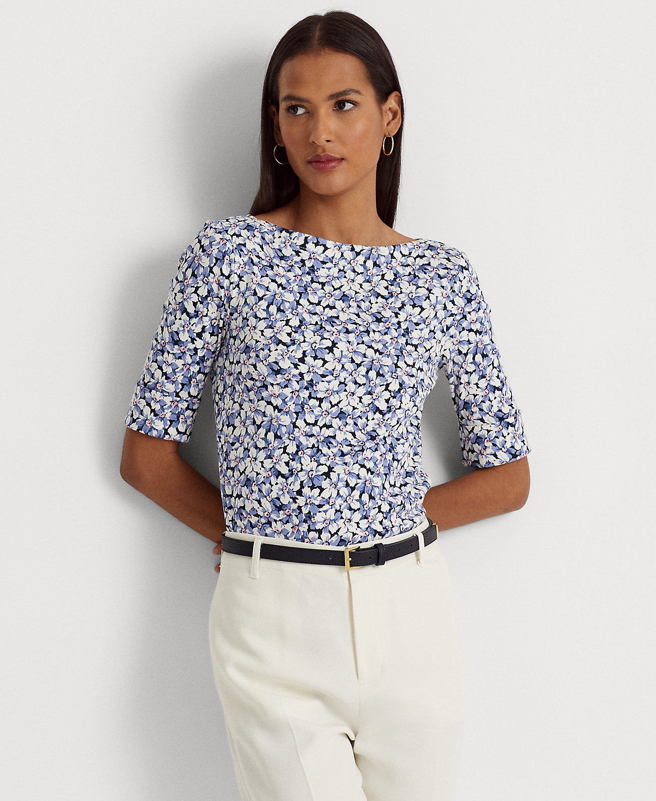 Женская футболка из эластичного хлопка с цветочным принтом Ralph Lauren