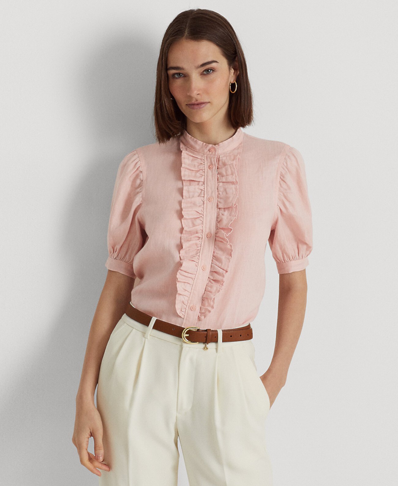 Женская льняная рубашка с оборками Ralph Lauren