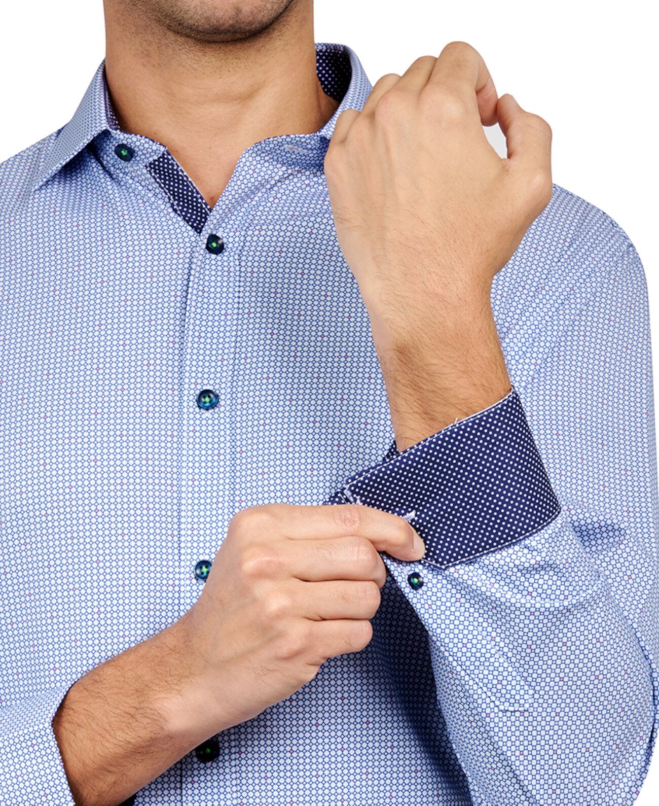 Мужская классическая рубашка-стрейч стандартного кроя без железа с геопринтом Society of Threads