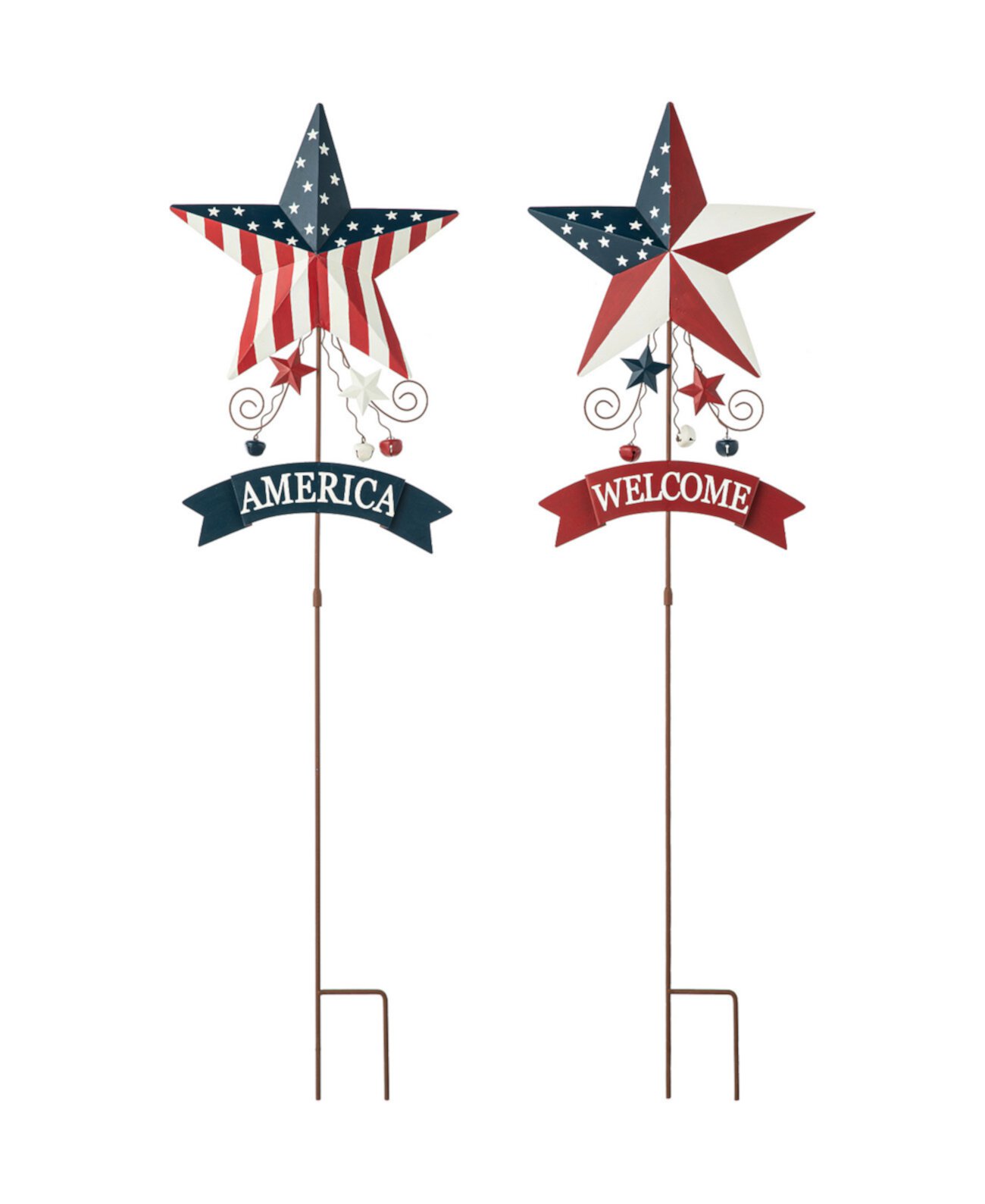 Колышки Americana Star Yard 42 дюйма H Patriotic, набор из 2 шт. Glitzhome