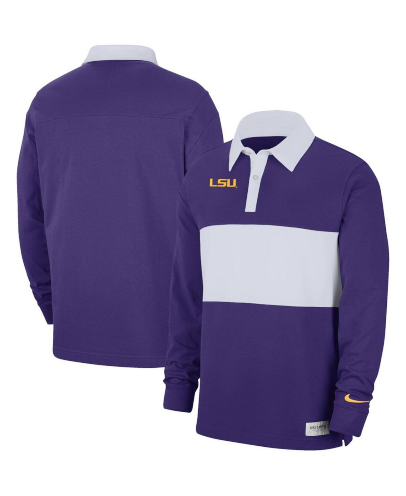 Мужская фиолетовая рубашка поло в полоску Lsu Tigers с длинным рукавом Nike
