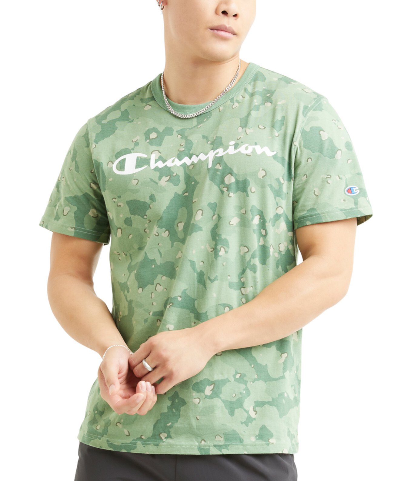 Мужская футболка стандартной посадки с камуфляжным принтом и логотипом Champion