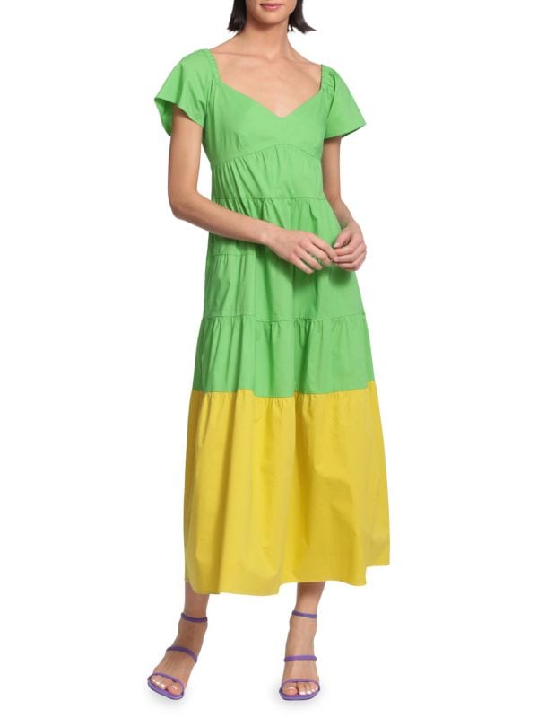 Двухцветное многоярусное платье макси Donna Morgan
