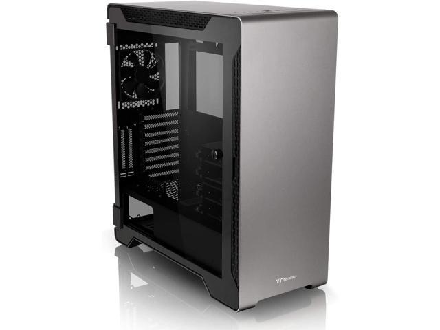 Thermaltake Aluminum Tempered Glass ATX Mid Tower Gaming Computer Case with 3 Fans Pre-Installed Thermaltake