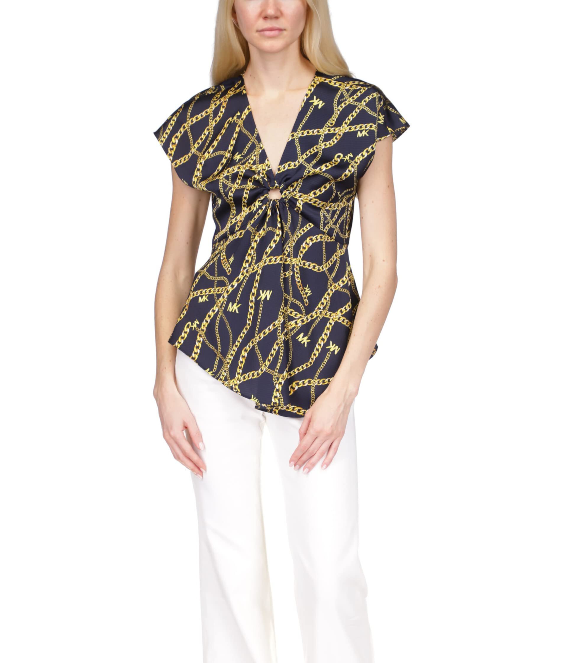 Женская блузка Logo Chain Short Sleeve Ring Top MICHAEL Michael Kors MICHAEL Michael Kors