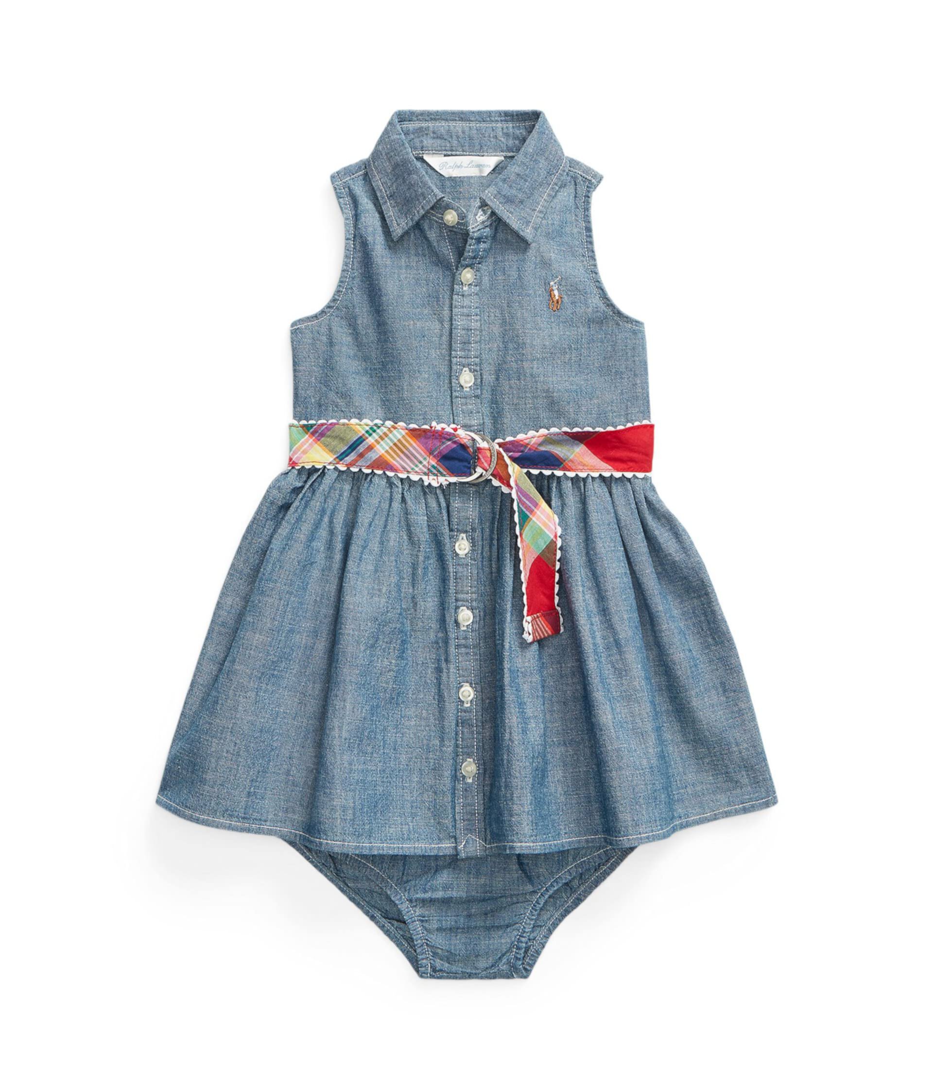 Платье-рубашка и шаровары из шамбре с поясом (для младенцев) Polo Ralph Lauren