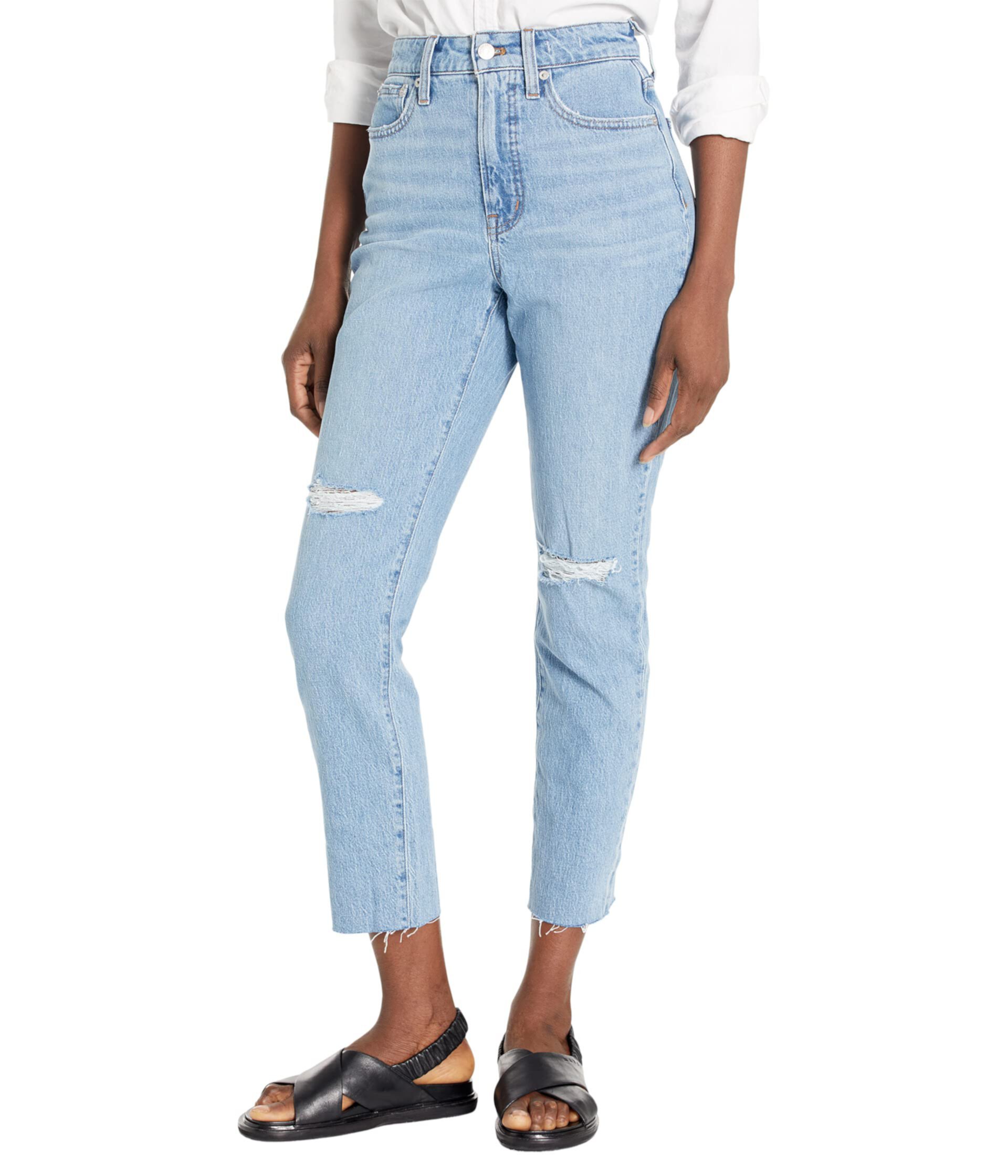 Винтажные джинсы Curvy Perfect с прорехами и необработанным краем в цвете Bradwell Wash Madewell