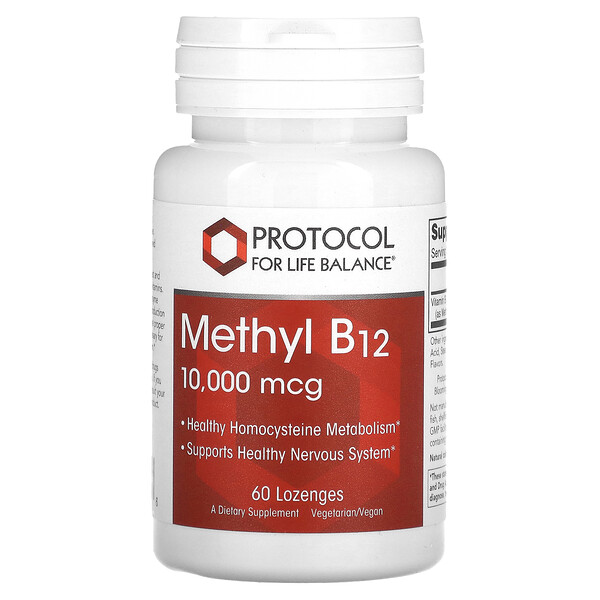 Methyl B12, 10,000 mcg, 60 Lozenges (Пастилки) Protocol for Life Balance