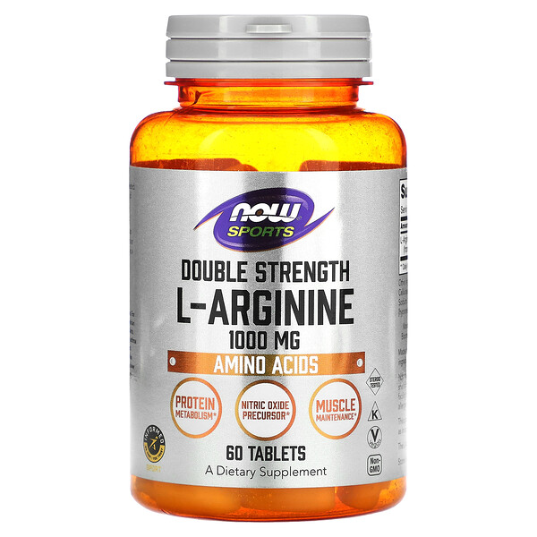 Double Strength L-Arginine, 1,000 mg, 60 Tablets NOW Foods